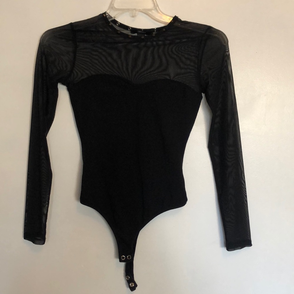 Black mesh top